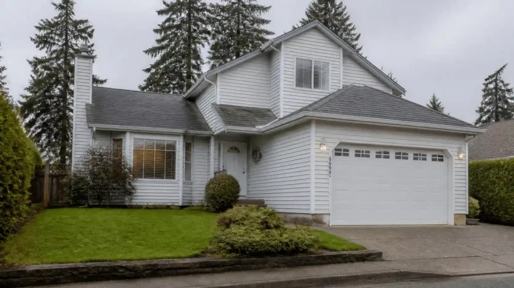 White two-story suburban home