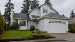 White two-story suburban home