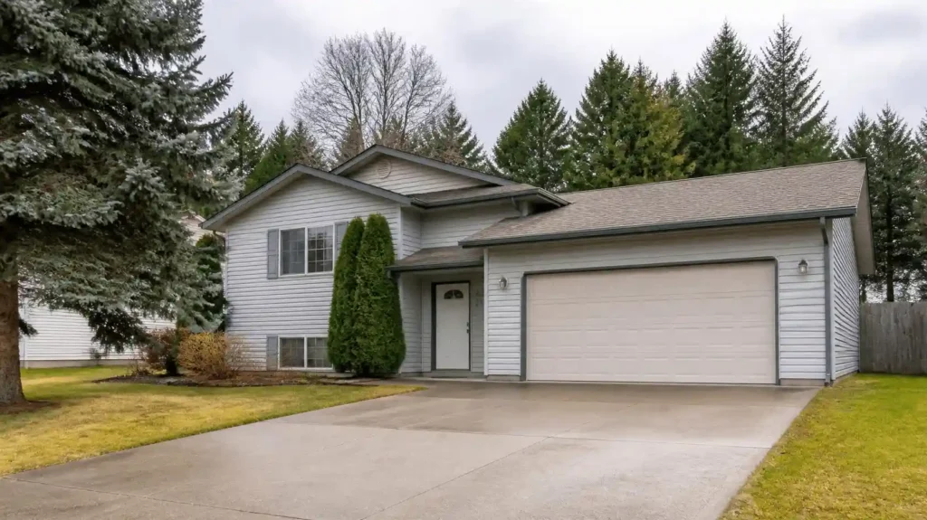 Suburban home with mountain backdrop
