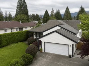 Residential home with aerial property view