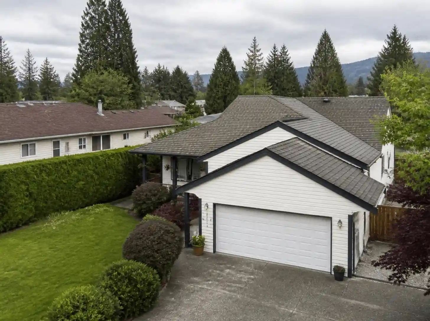 Residential home with aerial property view