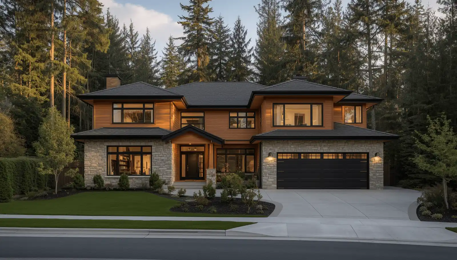 Luxury Government Road forest home exterior
