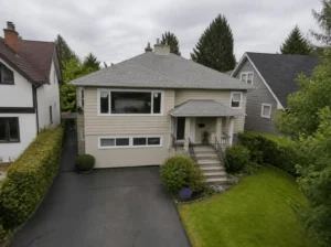 Residential house with landscaped front yard