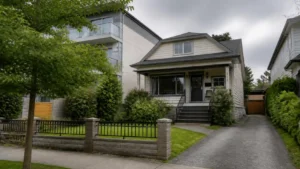 Suburban home with driveway and greenery