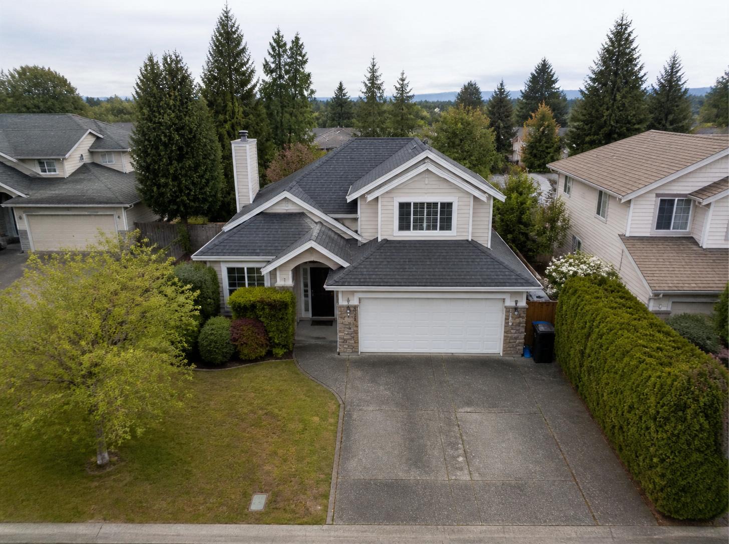 Aerial view of suburban family home