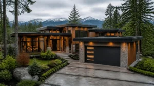 Luxury home surrounded by mountain landscape