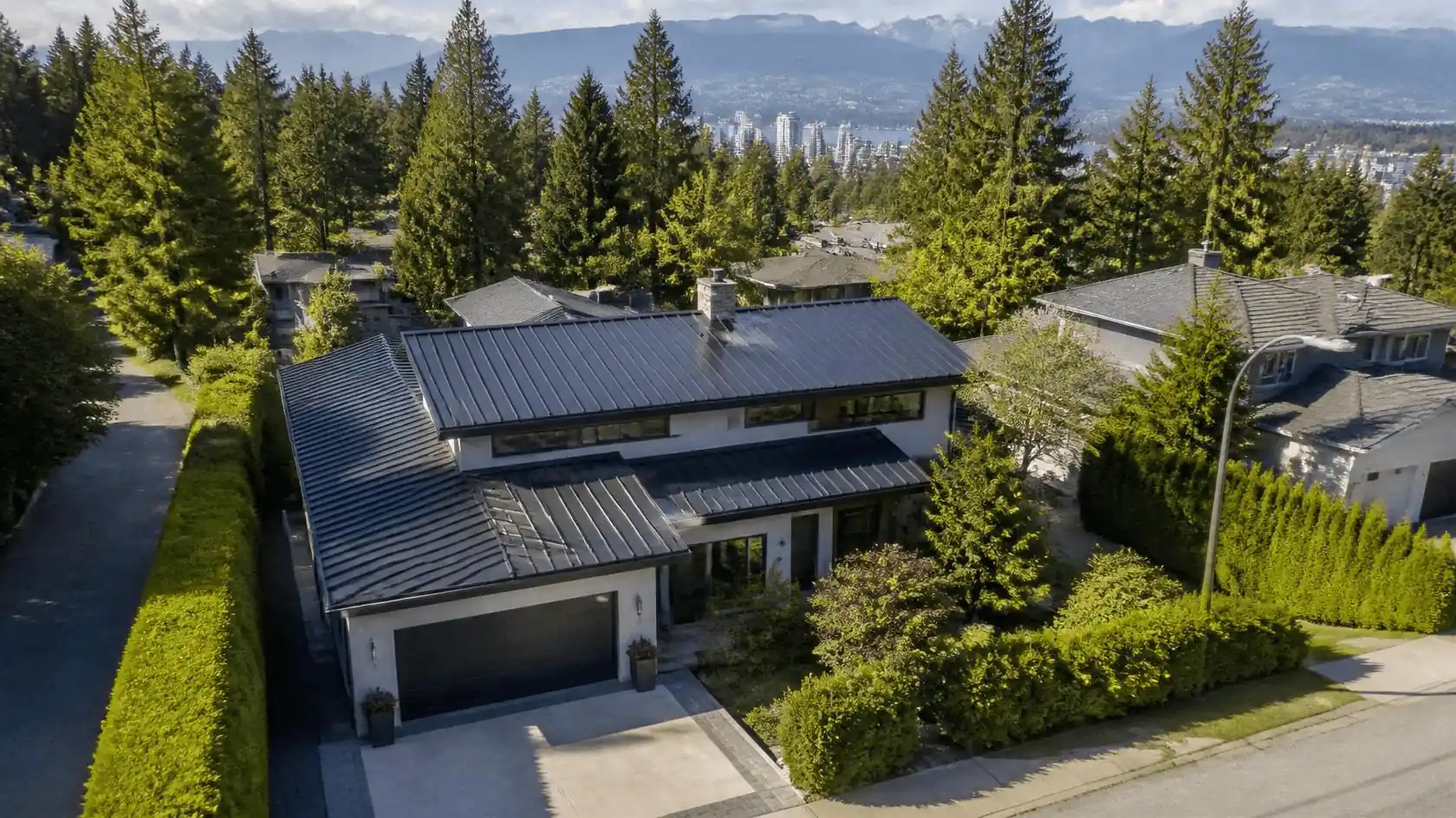Aerial view of modern Vancouver luxury home