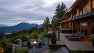 Luxury mountain home with scenic forest views and deck