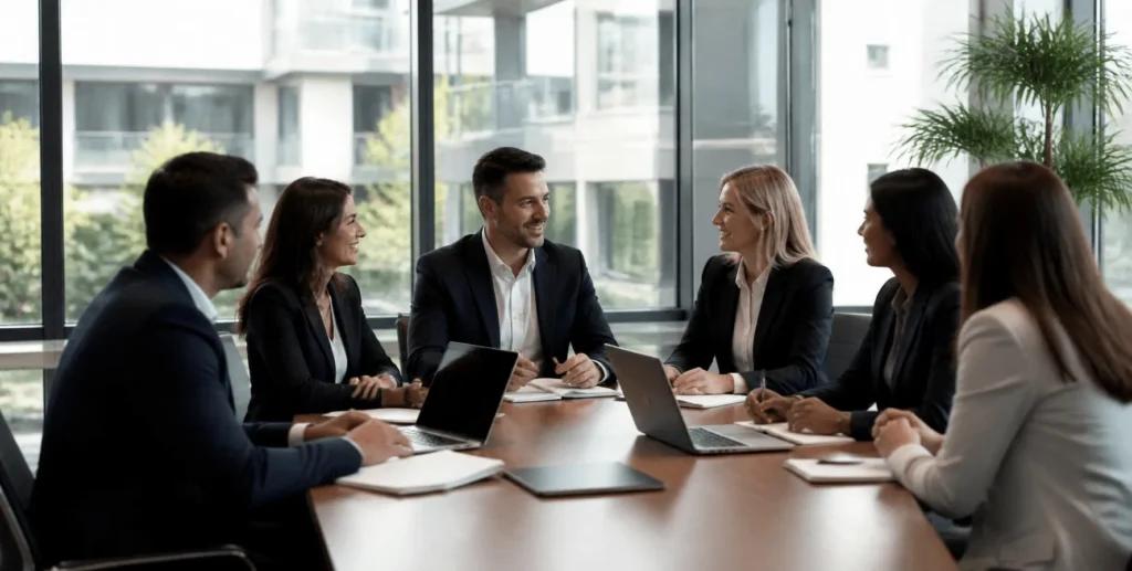 Real estate professionals discussing Burnaby housing market
