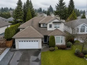 Aerial view of suburban family home