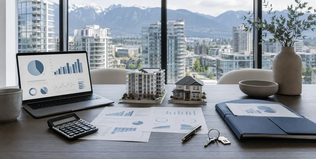 Office desk with miniature home designs